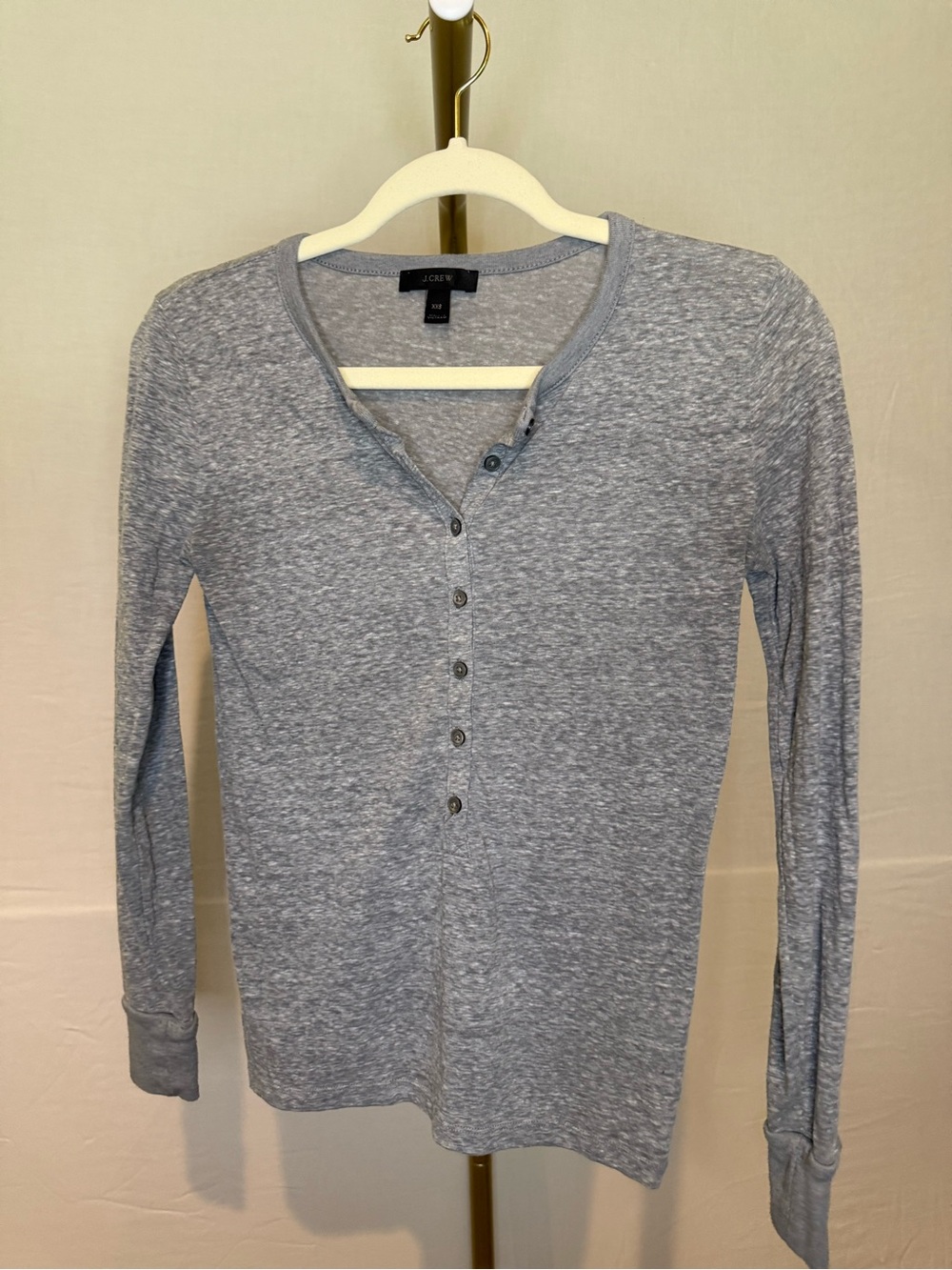 J. Crew Gray Long-Sleeve Henley Top - Picture 1 of 4